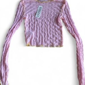 Urban Outfitters Pink Crinkle Long Sleeve Top